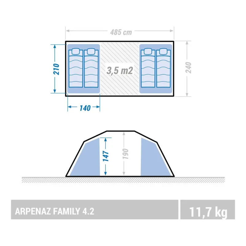 Barraca De Camping Quechua Arpenaz 42 Para 4 Pessoas
