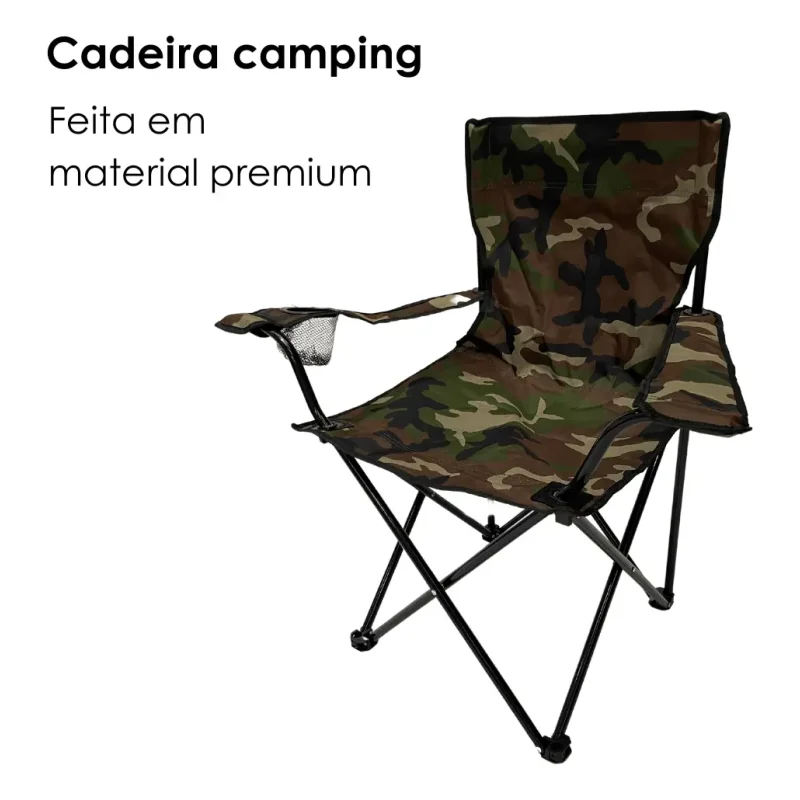 Cadeira De Camping Dobravel Camuflada Ate 150kg