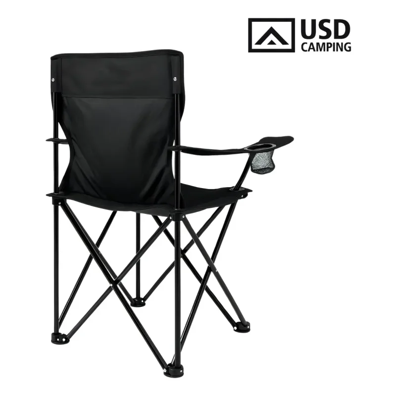 Cadeira Dobravel Para Camping Usd Preta Com Porta Copos