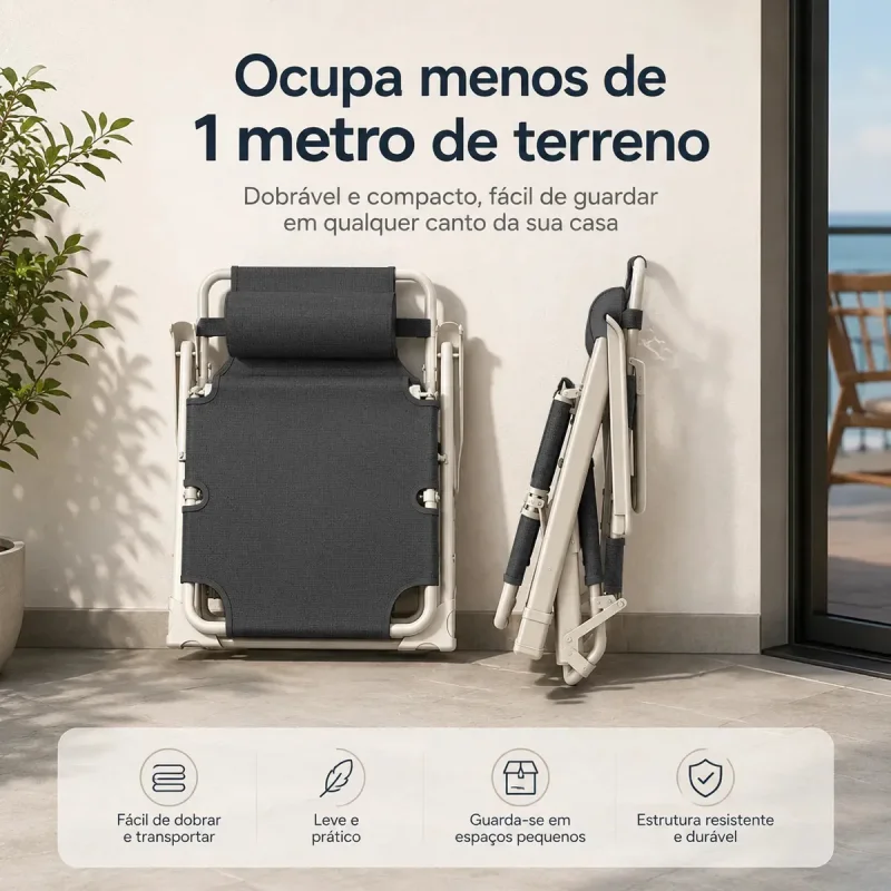 Cadeira Espreguicadeira Reclinavel Dobravel Gravidade Zero 120kg
