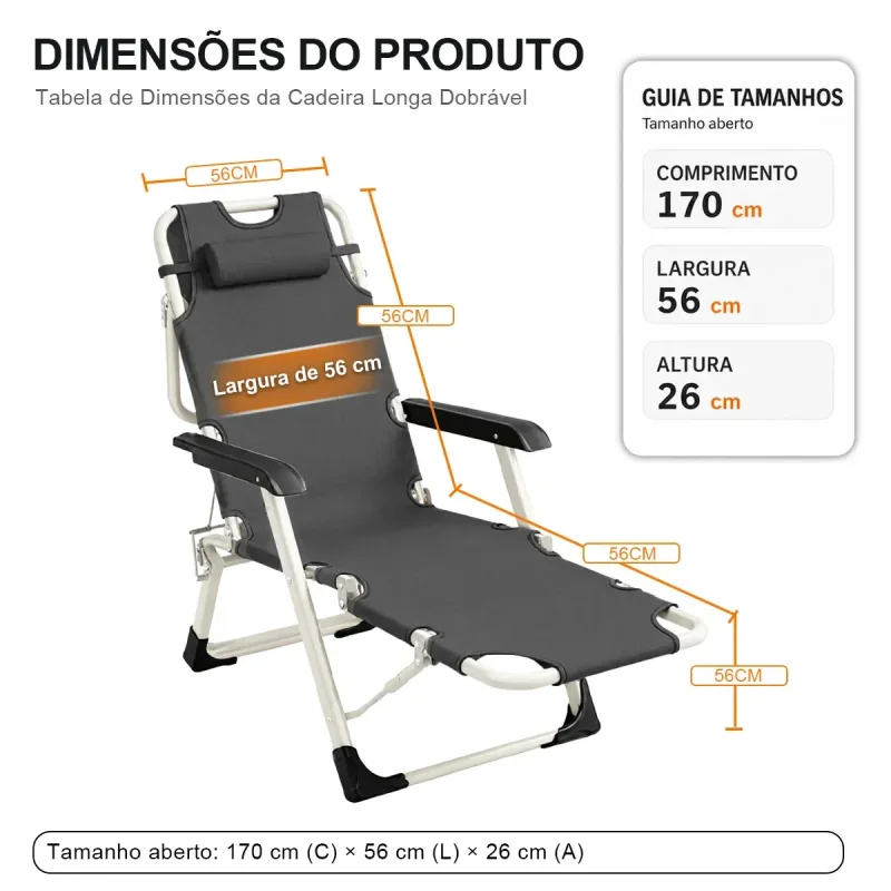 Cadeira Espreguicadeira Reclinavel Dobravel Gravidade Zero 120kg