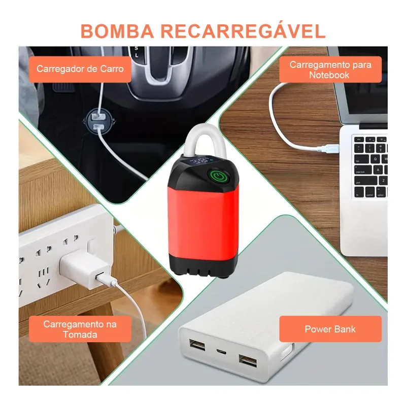 Chuveiro Portatil Recarregavel Para Camping Com Display Digital