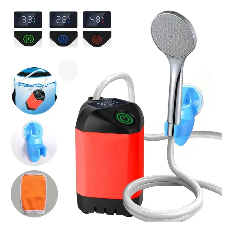 Chuveiro Portátil Recarregável para Camping com Display Digital