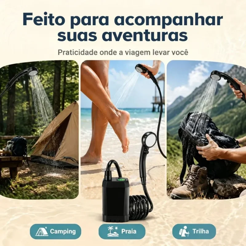 Chuveiro Portatil Recarregavel Usb 6000mah Para Camping E Pet
