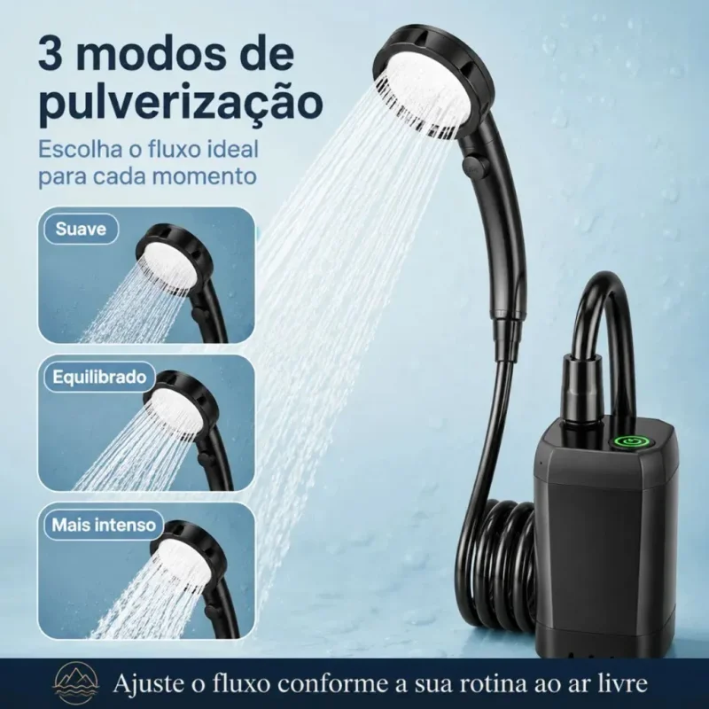Chuveiro Portatil Recarregavel Usb 6000mah Para Camping E Pet