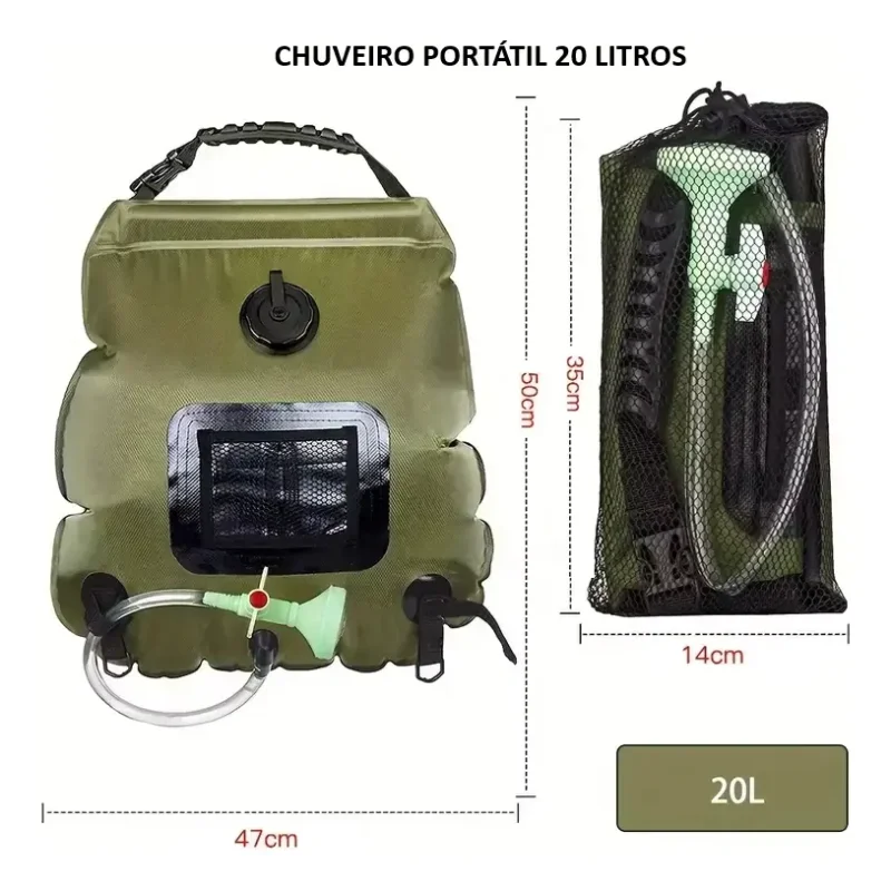 Chuveiro Solar Portatil 20l Para Camping E Praia