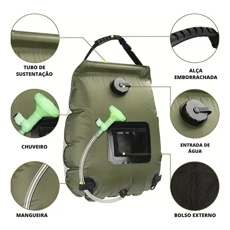 Chuveiro Solar Portatil 20l Para Camping E Praia