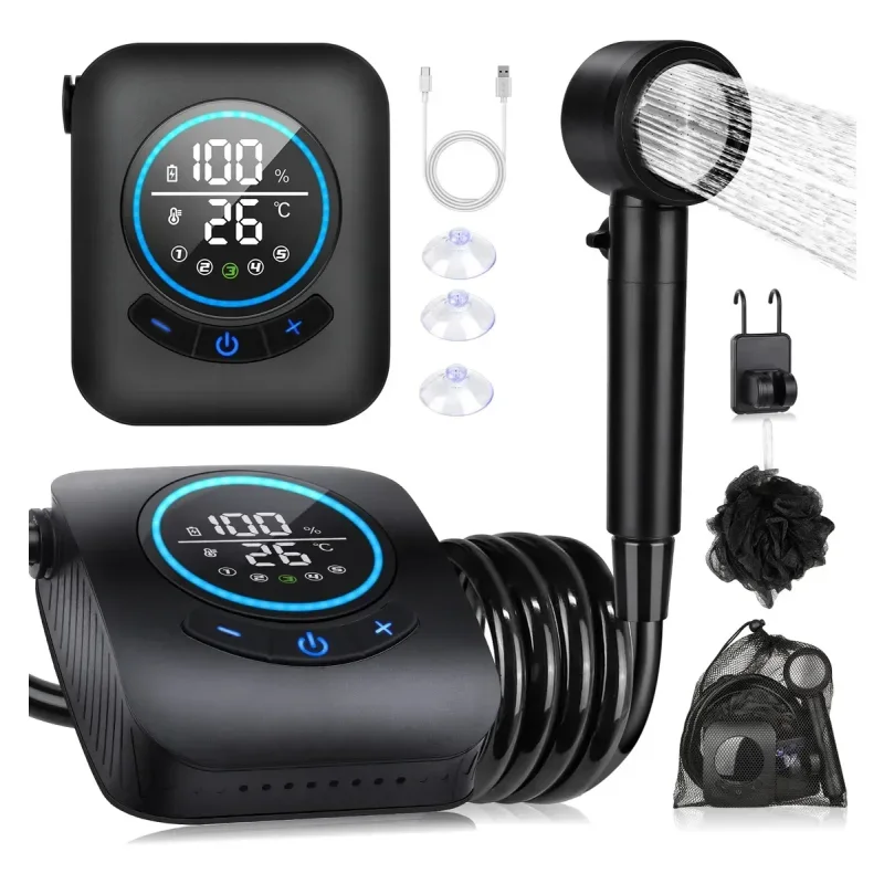 Ducha Portátil Spopal Recarregável 8000mAh IPX8 com Tela LED