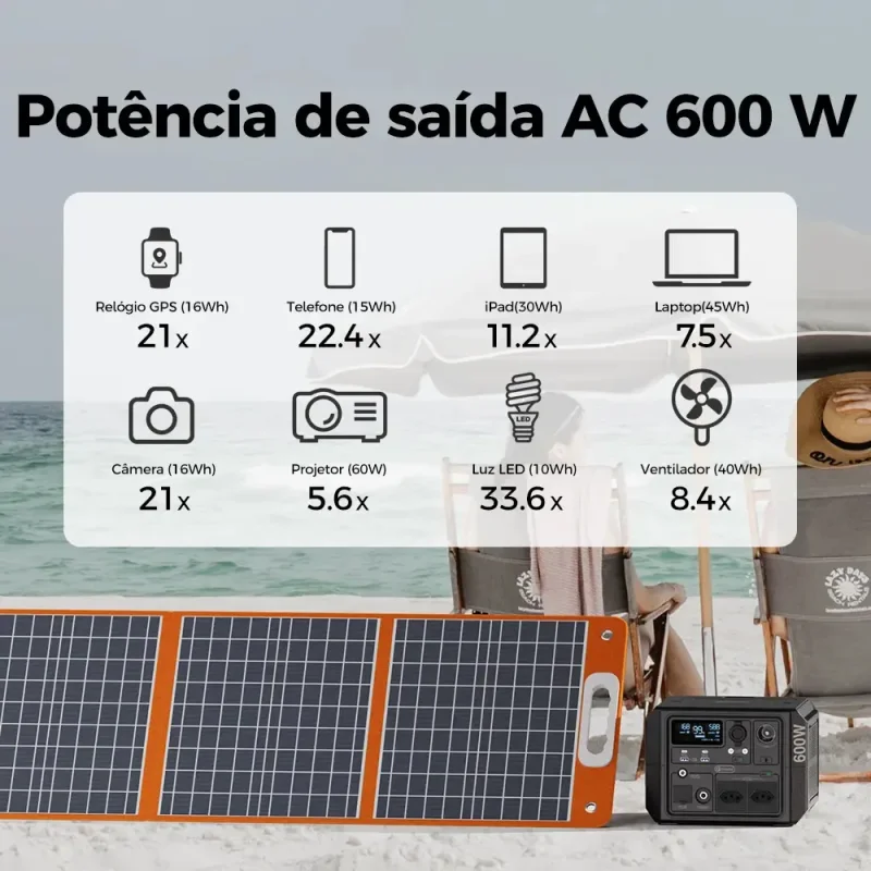 Estacao De Energia Portatil Flashfish Bp060a 600w 336wh