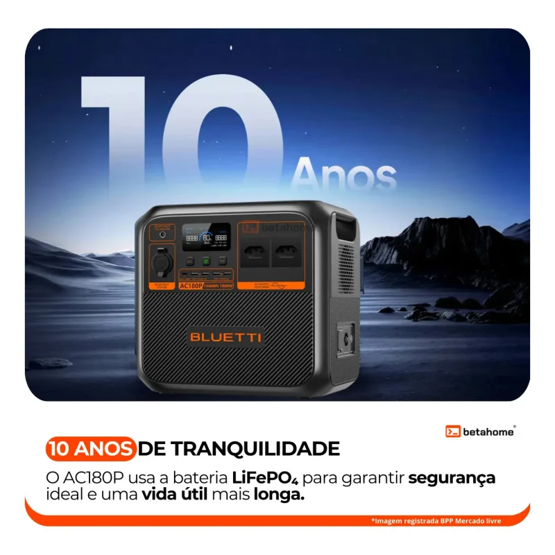 Estacao De Energia Solar Bluetti Ac180p 1800w 1440wh