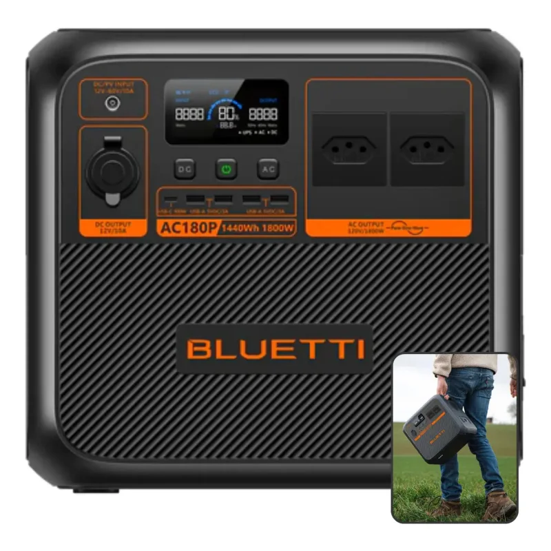 Estacao De Energia Solar Bluetti Ac180p 1800w 1440wh