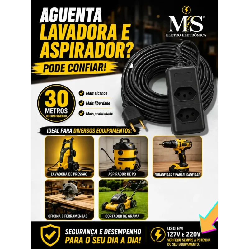 Extensao Eletrica 30 Metros Cabo Pp Ms Eletro Eletronica