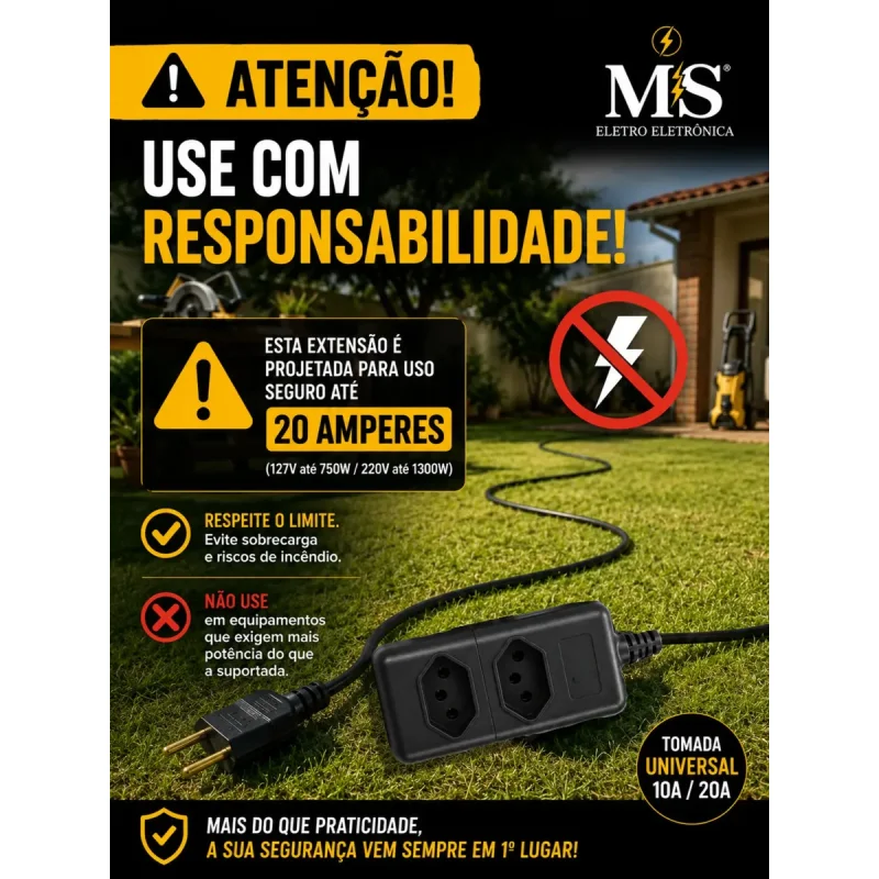 Extensao Eletrica 30 Metros Cabo Pp Ms Eletro Eletronica