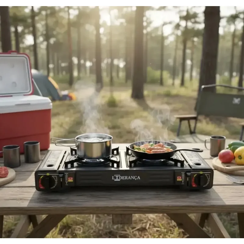 Fogareiro Portatil Frontier Kit Camping Com Macarico E 4 Refis