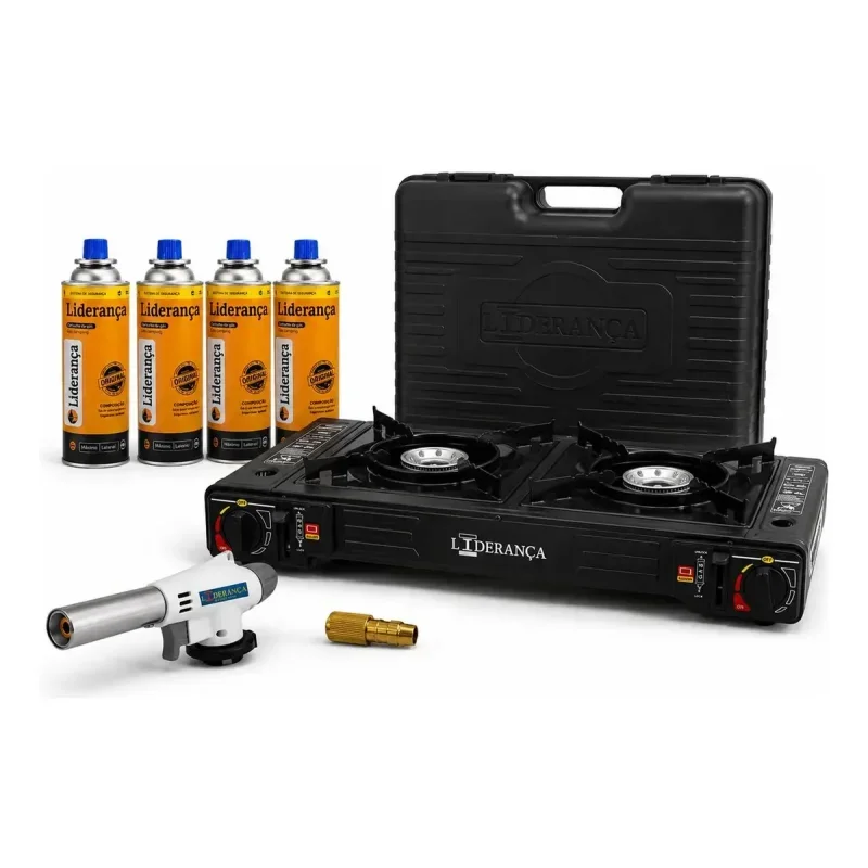 Fogareiro Portátil Frontier Kit Camping com Maçarico e 4 Refis