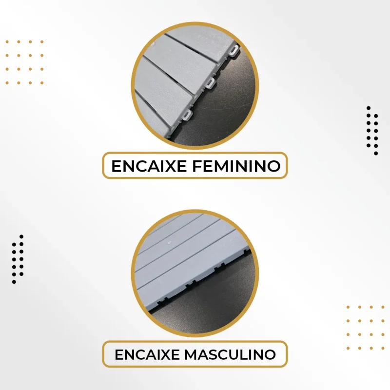 Kit 12 Deck Modular Plastico Encaixe Rapido 30x30