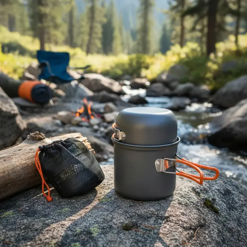 Kit De Panelas Para Camping E Trekking Em Aluminio Anodizado