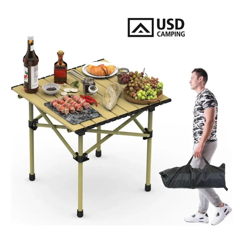 Mesa De Camping Dobravel Portatil Aluminio Usd