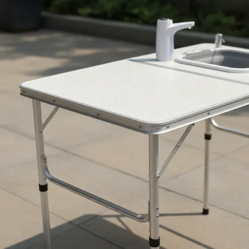 Mesa Pia Retratil Dobravel Campglez Aluminio E Mdf 80 Cm