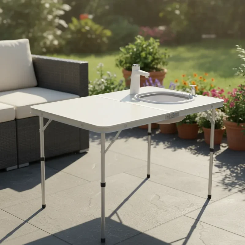 Mesa Pia Retratil Dobravel Campglez Aluminio E Mdf 80 Cm