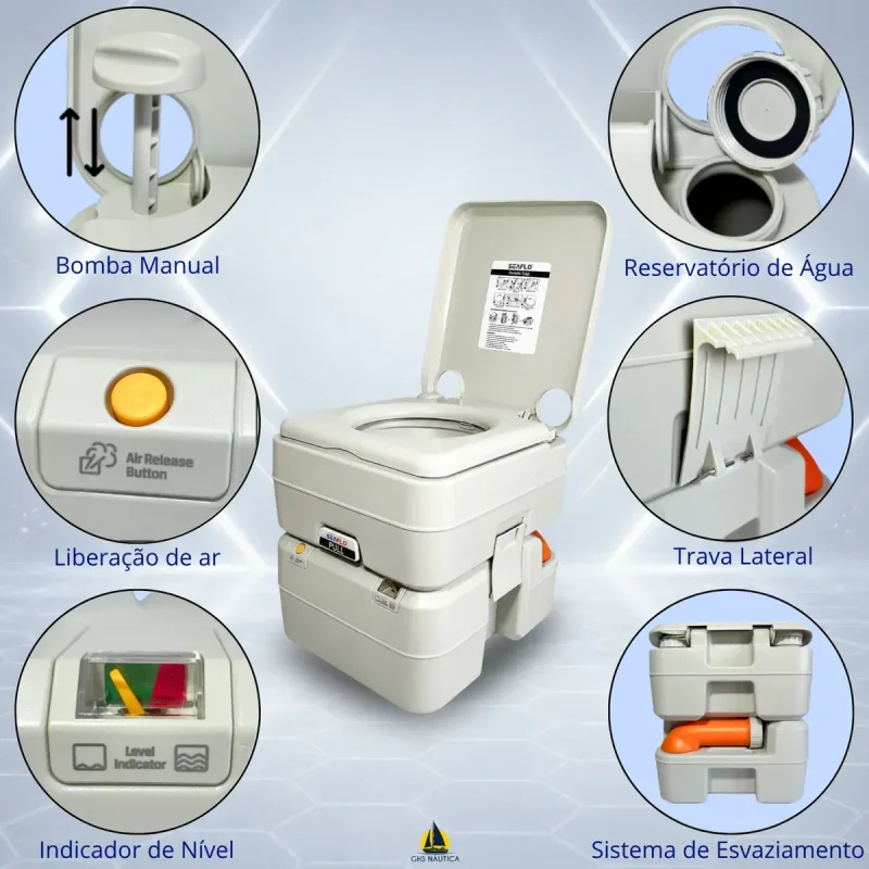Vaso Sanitario Portatil Quimico Seaflo 20l Premium