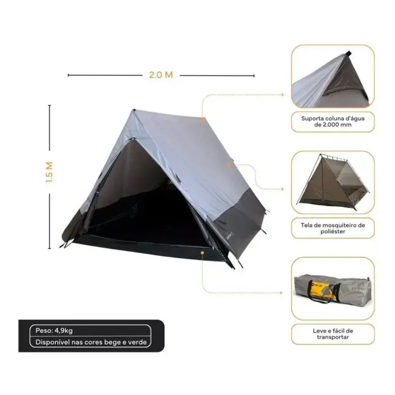 Barraca Camping Canadense 3 Pessoas Nautika 2000mm