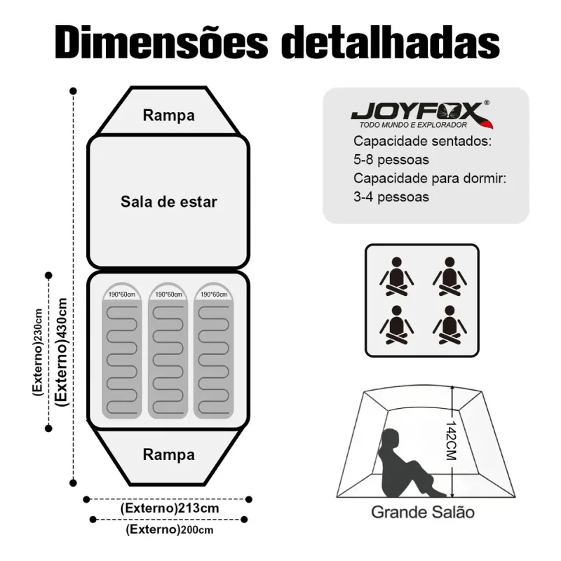 Barraca Camping Tunel Joyfox Para Motocicleta Impermeavel 3000mm