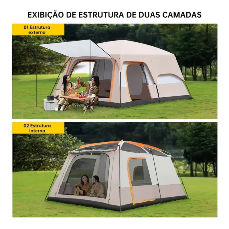 Barraca De Camping Sotiay Bege 2000mm 2 Quartos E Sala