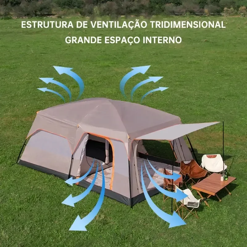 Barraca De Camping Sotiay Bege 2000mm 2 Quartos E Sala