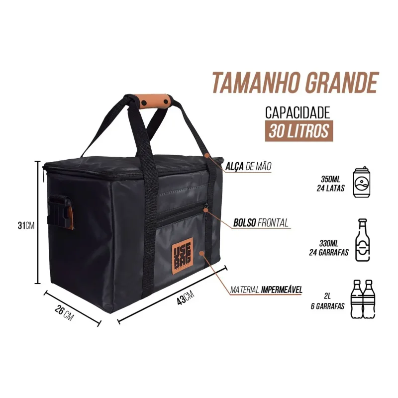 Bolsa Termica 30l Use Bag Preta Para Bebidas