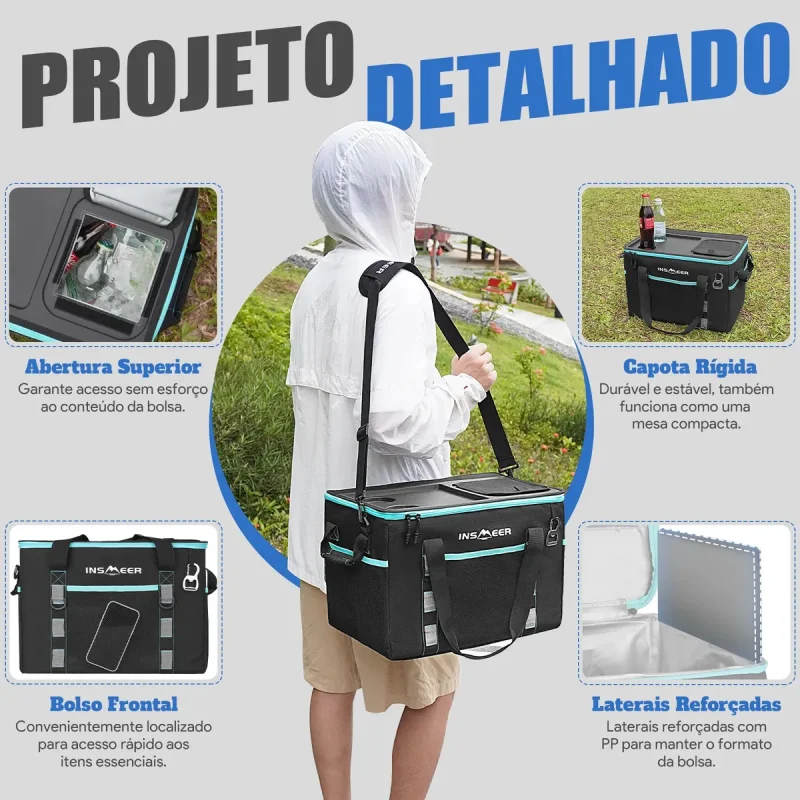 Bolsa Termica Insmeer Dobravel 40l Tampa Rigida 70 Latas