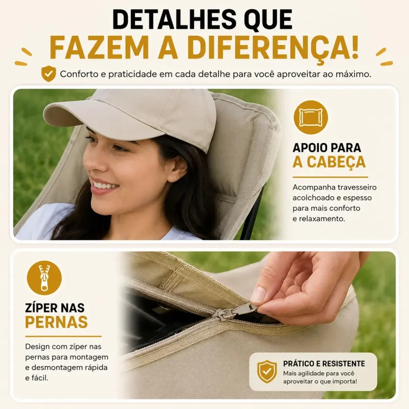 Cadeira Camping Dobravel Reclinavel Usd Premium
