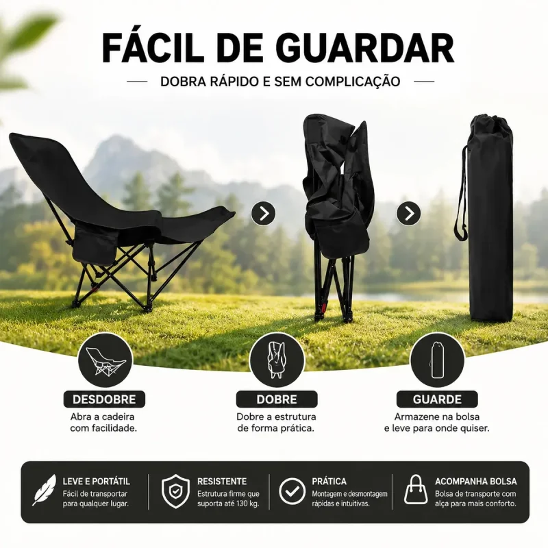 Cadeira Camping Dobravel Reclinavel Usd Premium
