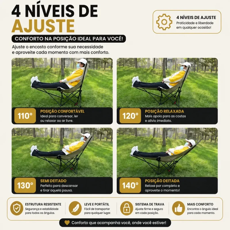 Cadeira Camping Dobravel Reclinavel Usd Premium
