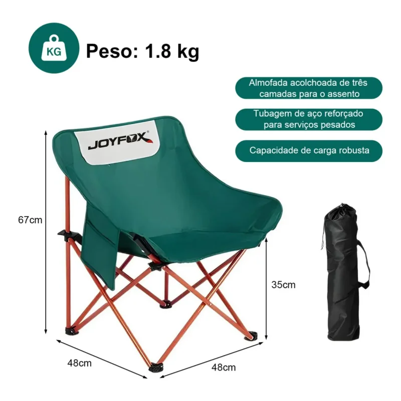 Cadeira De Camping Joyfox Lua Acolchoada Reforcada Portatil