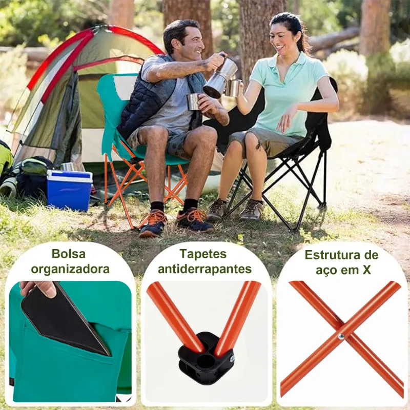 Cadeira De Camping Joyfox Lua Acolchoada Reforcada Portatil