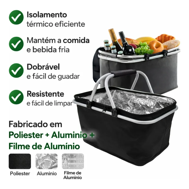 Cesta Termica Dobravel 30l Com Alca De Aluminio