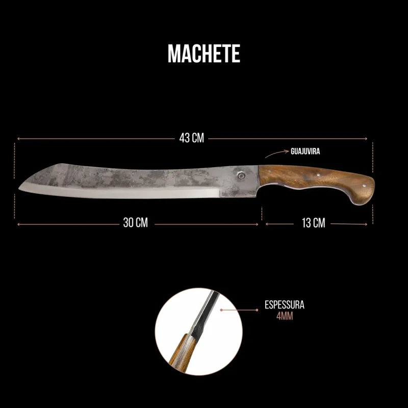 Facao Artesanal Machete 12 Aco Carbono Com Bainha