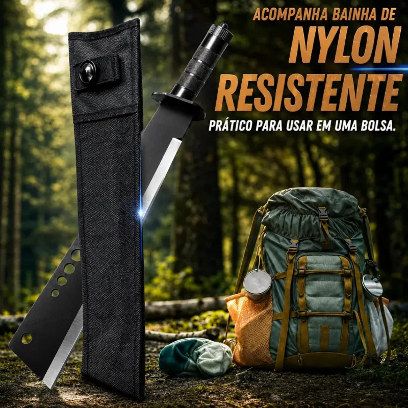 Facao Grande Tatico Aco Inox 48cm Full Tang Com Bainha