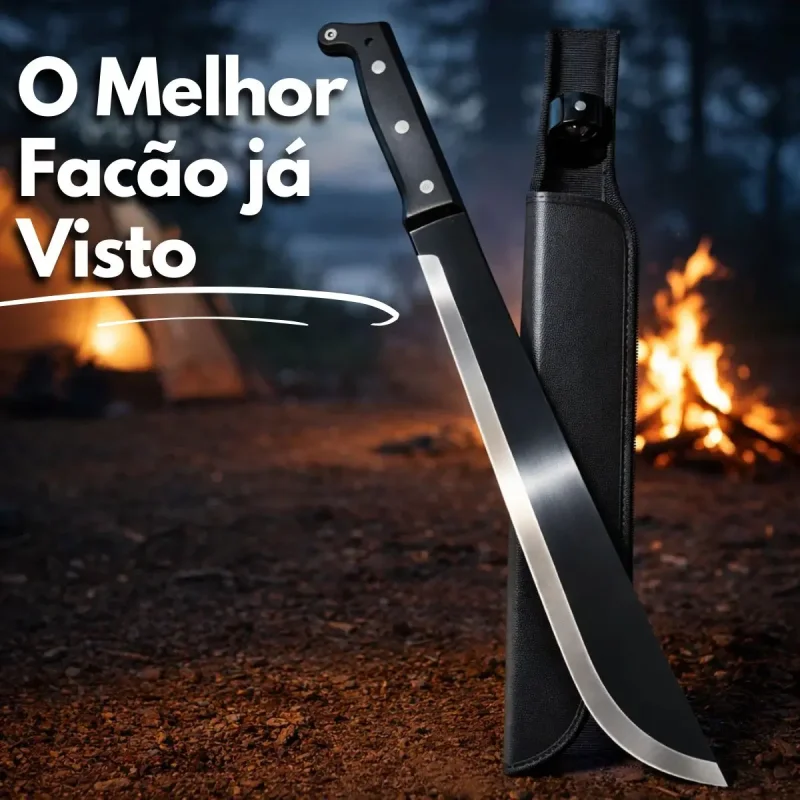 Facao Tatico Full Tang 54cm Aco Inox Com Bainha