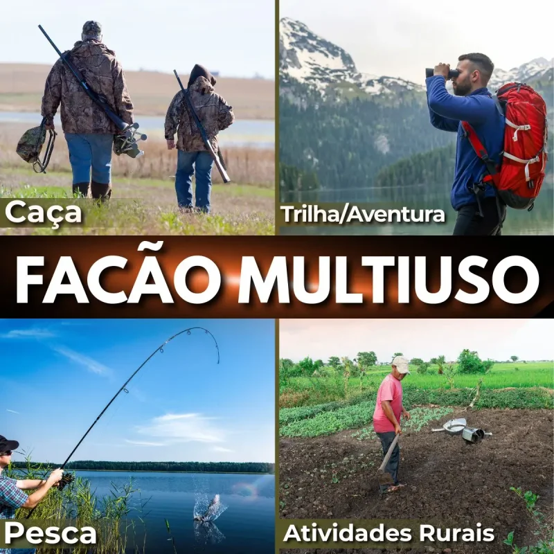 Facao Tatico Full Tang 54cm Aco Inox Com Bainha