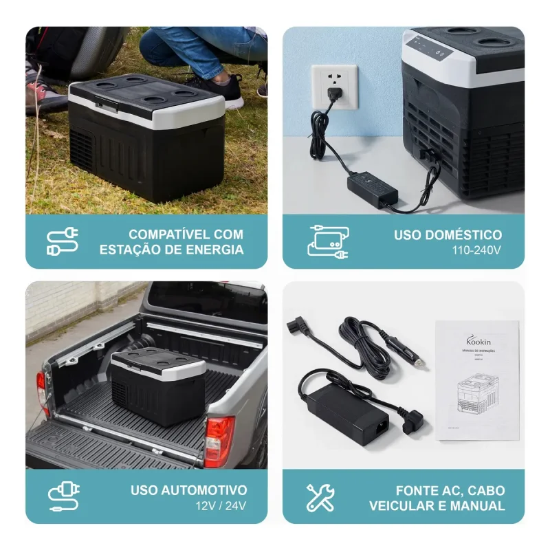 Geladeira Portatil Kookin 30l Compressor 12v24vbivolt