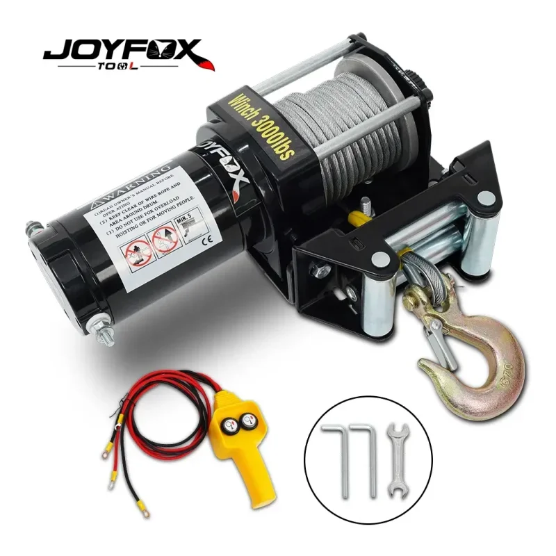 Guincho Elétrico Joyfox 3000lb 12V para Quadriciclo UTV Barco 1361kg