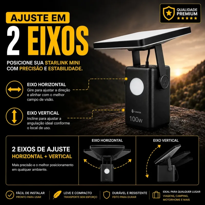 Kit Power Bank 60000mah 100w Com Suporte E Cabo Para Starlink Mini