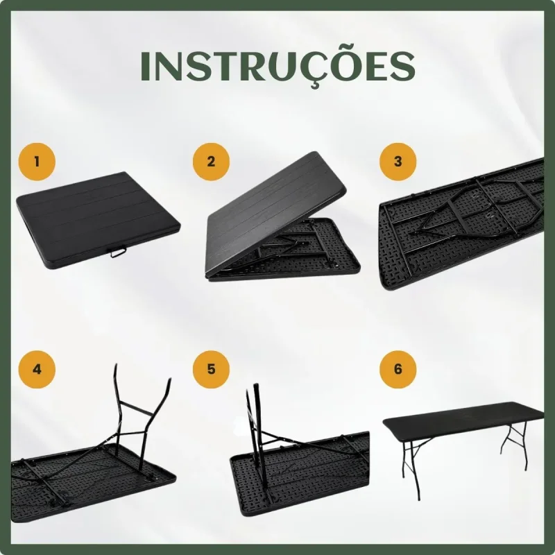 Mesa Dobravel Vira Maleta 180m Portatil Luvinco Preta