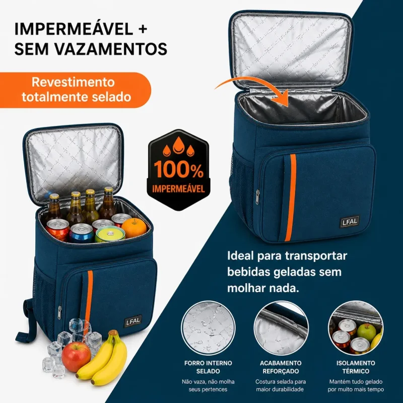Mochila Termica Lfal Busato Impermeavel Grande Azul