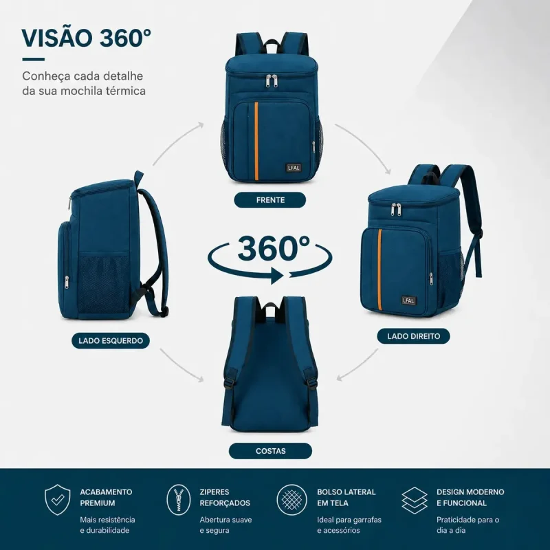 Mochila Termica Lfal Busato Impermeavel Grande Azul