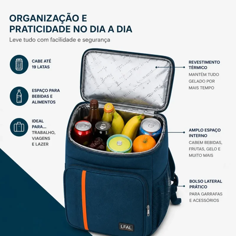 Mochila Termica Lfal Busato Impermeavel Grande Azul