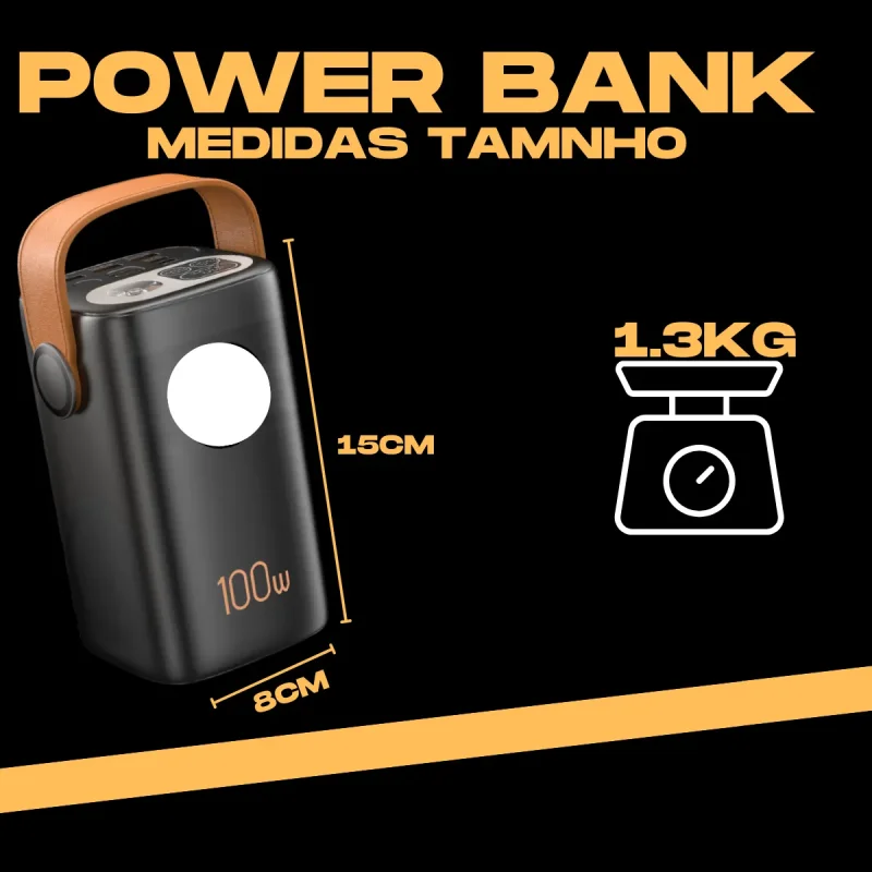 Power Bank 60000mah 100w Com Cabo Starlink E Carregador 65w