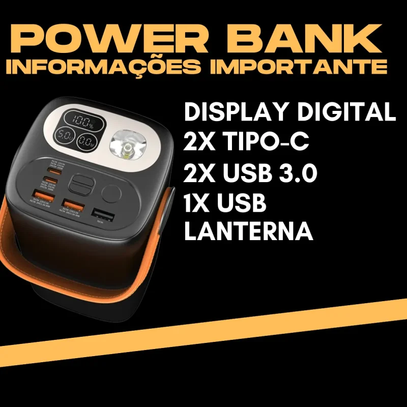 Power Bank 60000mah 100w Com Cabo Starlink E Carregador 65w